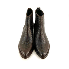 Charger l'image dans la galerie, Boots Tiag Élastiqué en Cuir Imprimé Python Marron
