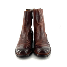 Load image into Gallery viewer, Boots Zippé Intérieur en Cuir Cognac Veiné

