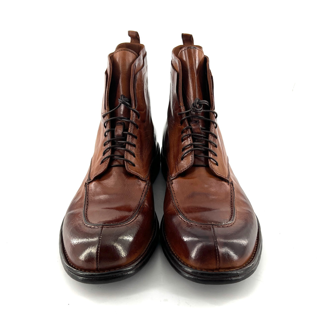 Chaussure Lacets Montante en Cuir Cognac