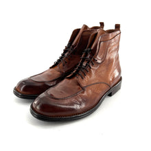 Load image into Gallery viewer, Chaussure Lacets Montante en Cuir Cognac
