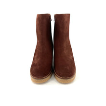 Charger l&#39;image dans la galerie, Boots Zippé Intérieur Talon Trotteur Semelle Crêpe en Daim Cognac
