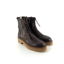 Load image into Gallery viewer, Chaussure Lacets Montante Zippé Intérieur Semelle Crêpe en Cuir Marron Foncé
