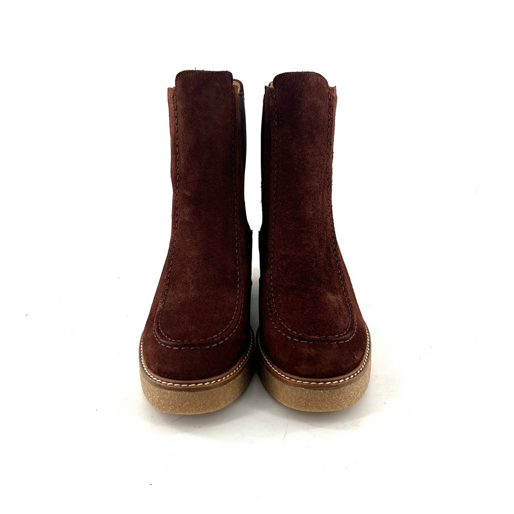 Chelsea Boots Semelle Crêpe en Daim Marron