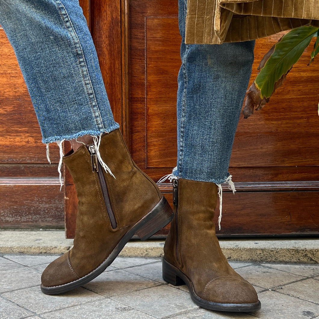 Boots Zippé Intérieur en Daim Corteccia