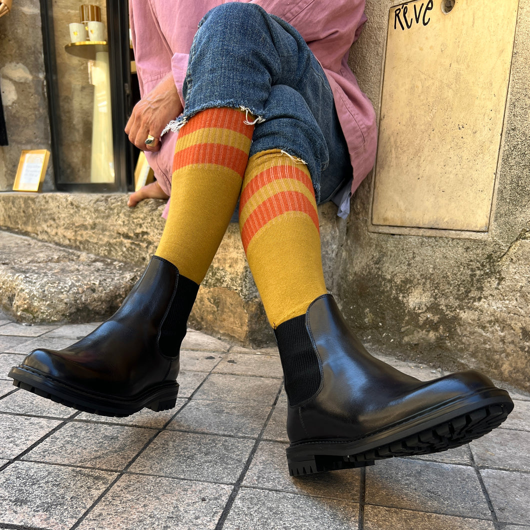 Chelsea Boots Fine Semelle Crantée en Cuir Noir