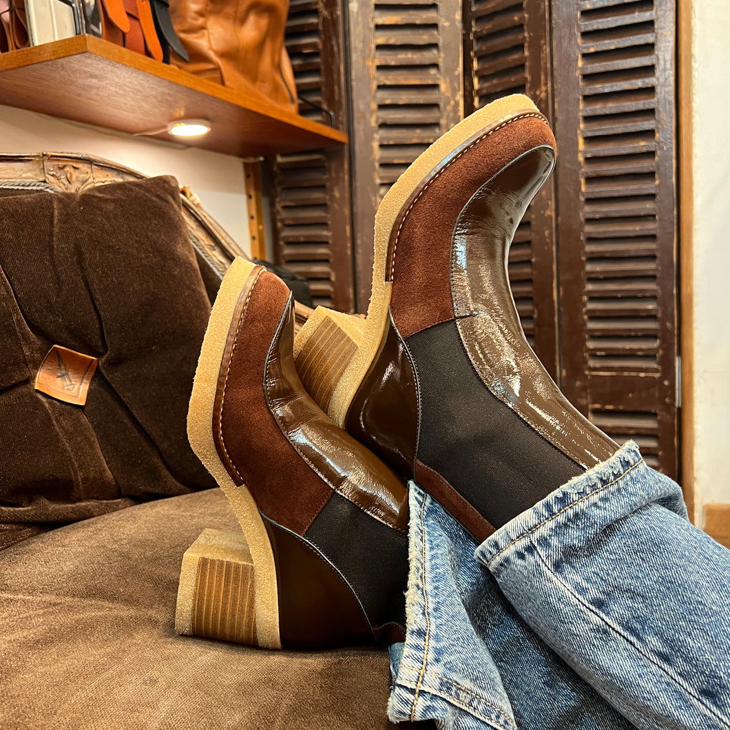 Boots Élastiqué Talon Trotteur Semelle Crêpe Bi-Matière Rouille
