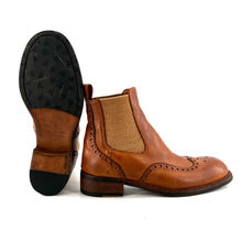 Charger l'image dans la galerie, Chelsea Boots Bout Fleuri en Cuir Cognac
