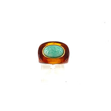 Load image into Gallery viewer, Large Bague Ovale en Acétate Tortoise et Cabochon en Amazonite

