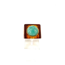Charger l'image dans la galerie, Bague Carrée en Acétate Tortoise et Cabochon Amazonite
