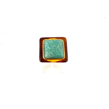Load image into Gallery viewer, Large Bague Carrée en Acétate Tortoise et Cabochon Turquoise

