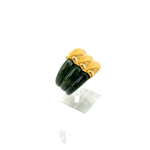 Charger l'image dans la galerie, Large Bague en Acétate Vert Marbré Décor Plaqué Or
