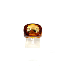 Load image into Gallery viewer, Large Bague Ovale en Acétate Tortoise et Cabochon Plaqué Or
