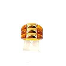 Charger l'image dans la galerie, Large Bague en Acétate Tortoise Décor Plaqué Or
