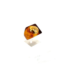 Load image into Gallery viewer, Bague Carrée en Acétate Tortoise et Cabochon Plaqué Or
