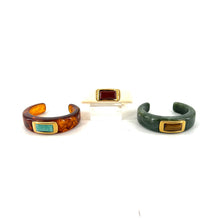 Load image into Gallery viewer, Jonc en Acétate Tortoise Cabochon Amazonite
