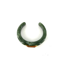 Charger l'image dans la galerie, Jonc en Acétate Vert Marbré Cabochon Oeil de Tigre
