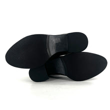 Load image into Gallery viewer, Boots Élastiqué Talon Trotteur en Cuir Noir
