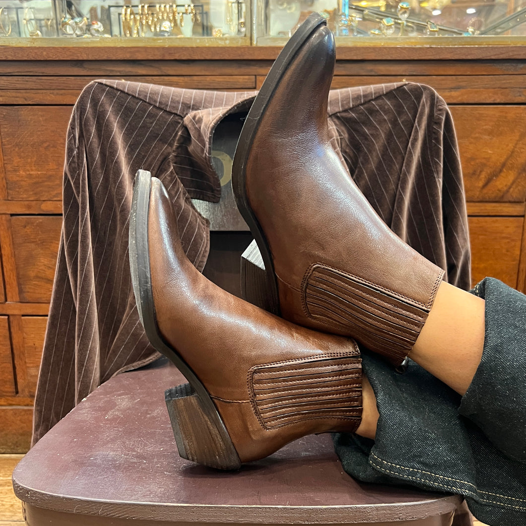Boots Tiag Élastiqué en Cuir Marron