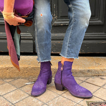 Load image into Gallery viewer, Boots Tiag Talon Trotteur en Cuir en Croûte Violet
