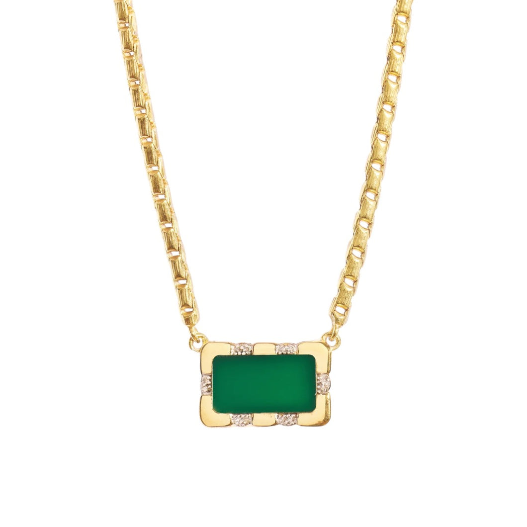 Collier BIANCA en Plaqué Or et Onyx Vert