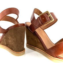 Charger l&#39;image dans la galerie, Sandale à Talon Compensé ZABOU en Cuir et Daim Camel
