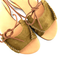 Charger l'image dans la galerie, Sandale en Daim Kaki et Cuir Marron
