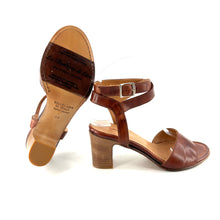 Charger l'image dans la galerie, Sandale à Talon Bride Cheville en Cuir Cognac
