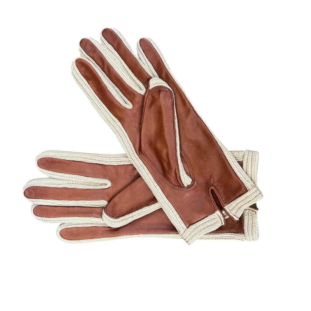 Gants en Textile et Cuir Camel