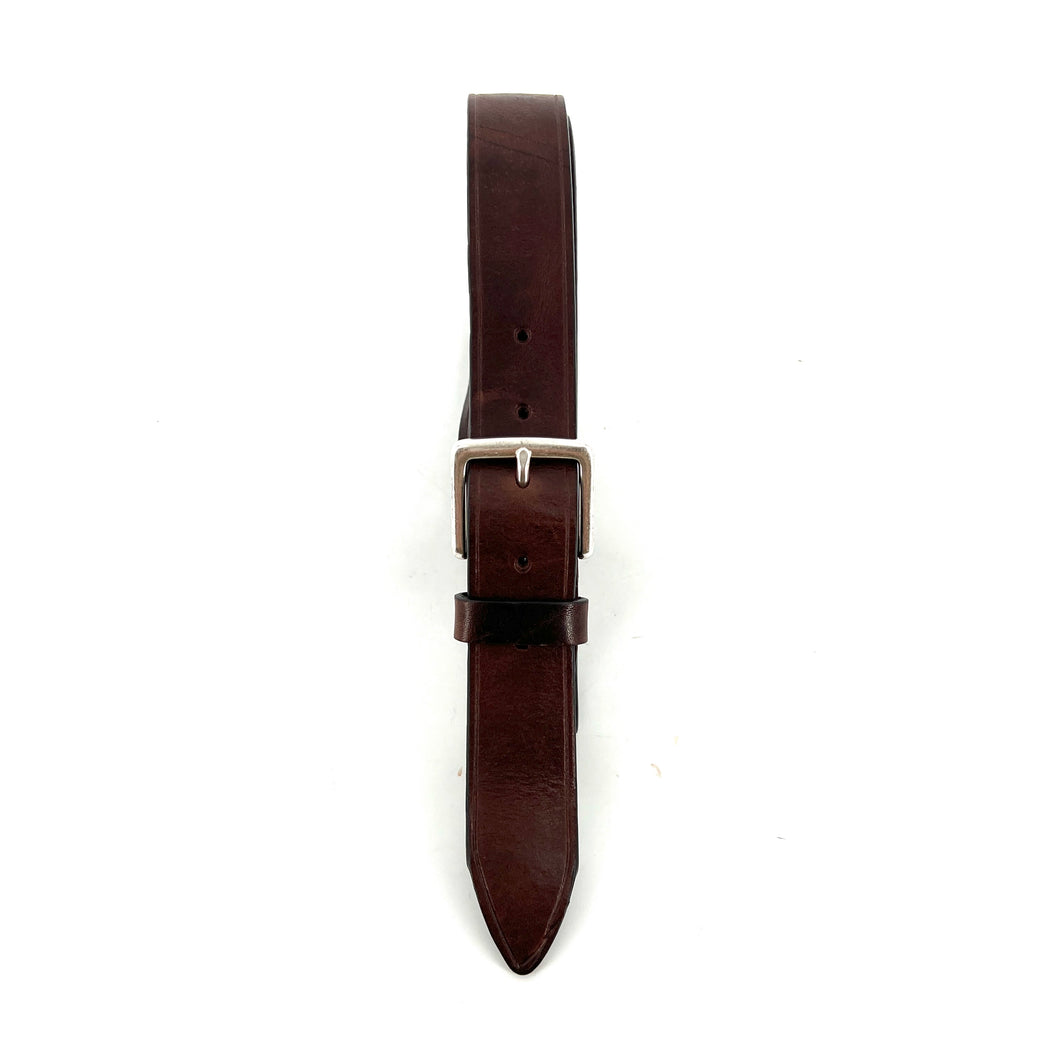 Élégante Ceinture en Cuir Marron Patiné