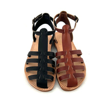 Charger l'image dans la galerie, Sandale Méduse  JANA en Cuir Noir Tannage Végétal
