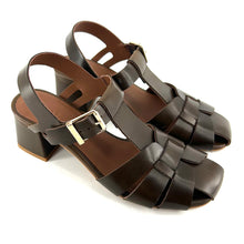 Charger l'image dans la galerie, Sandale Méduse Talon Trotteur en Cuir Olive
