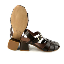 Charger l'image dans la galerie, Sandale Méduse Talon Trotteur en Cuir Olive
