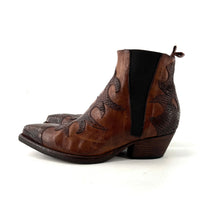 Charger l&#39;image dans la galerie, Boots Tiag Zippé et Élastiqué en Cuir et Cuir Imprimé Python Cognac
