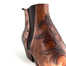 Charger l&#39;image dans la galerie, Boots Tiag Zippé et Élastiqué en Cuir et Cuir Imprimé Python Cognac
