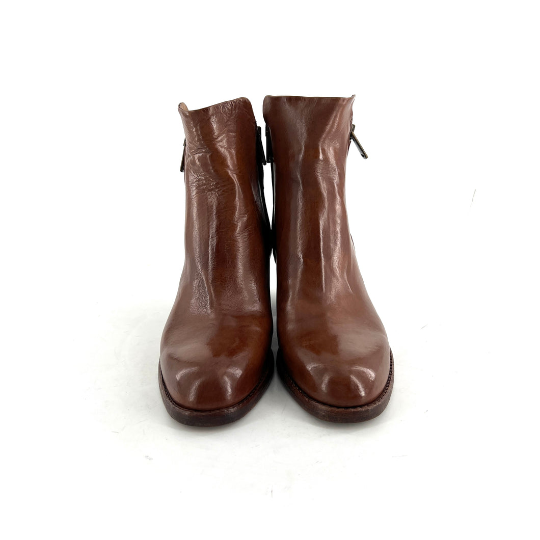 Boots Talon Trotteur Double Zip en Cuir Sughero