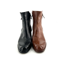 Charger l&#39;image dans la galerie, Boots Talon Trotteur Double Zip en Cuir Noir
