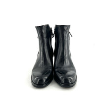 Charger l&#39;image dans la galerie, Boots Talon Trotteur Double Zip en Cuir Noir
