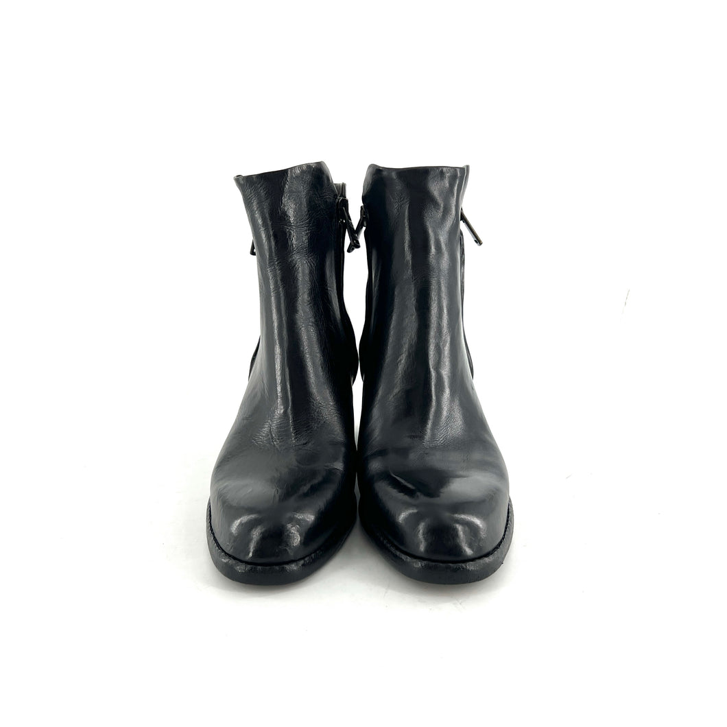 Boots Talon Trotteur Double Zip en Cuir Noir