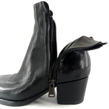 Charger l&#39;image dans la galerie, Boots Talon Trotteur Double Zip en Cuir Noir
