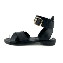Load image into Gallery viewer, Sandale Croisée Bride Cheville en Cuir Noir
