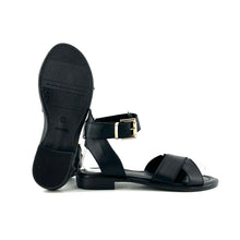 Load image into Gallery viewer, Sandale Croisée Bride Cheville en Cuir Noir

