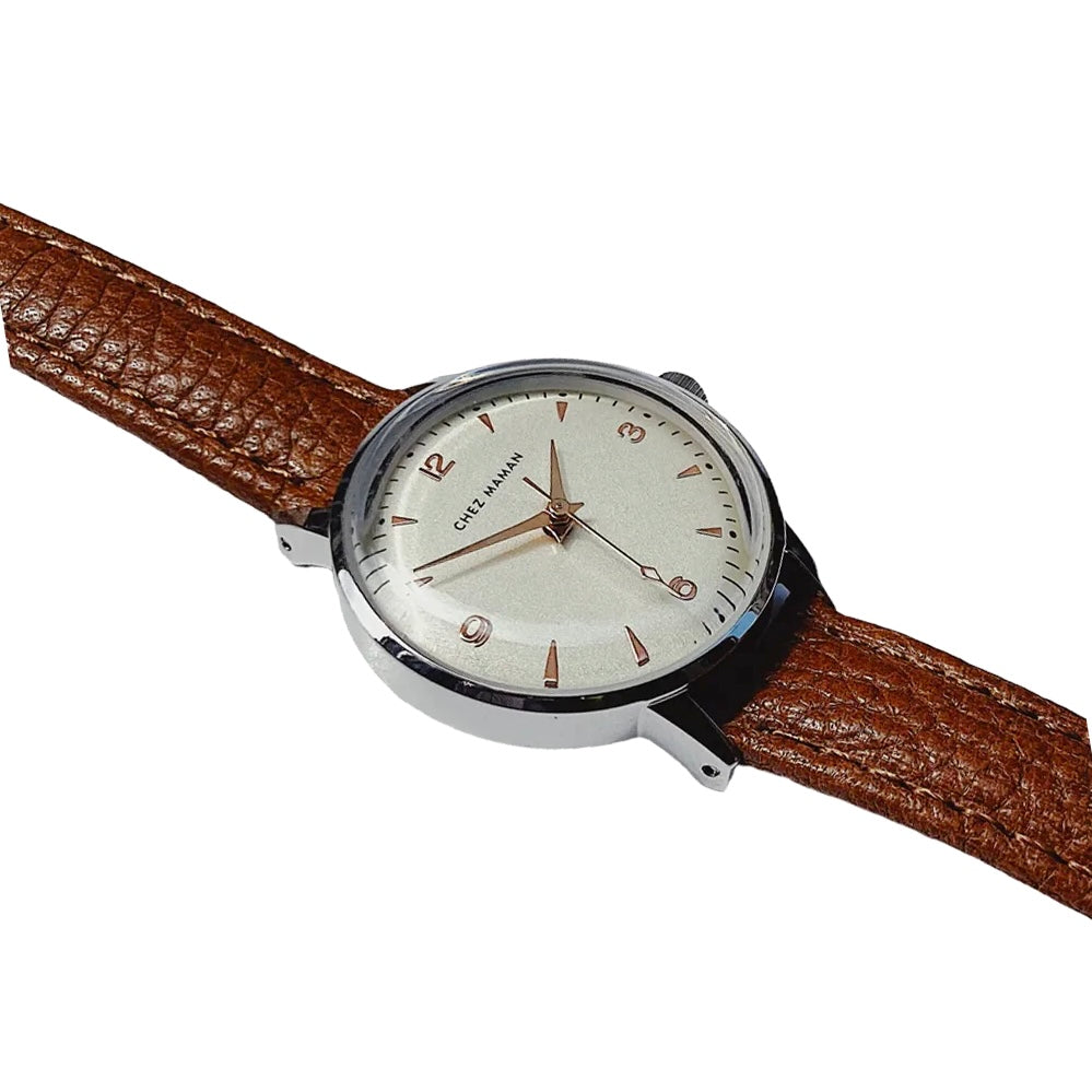 Montre BILLIE Silver Bracelet Cuir Marron