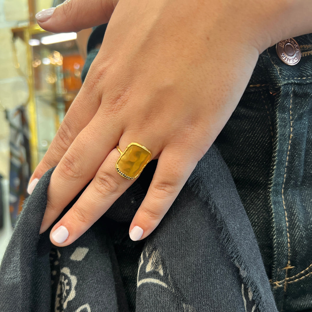 Bague BARBARA en Plaqué Or et Zirconiums Noirs