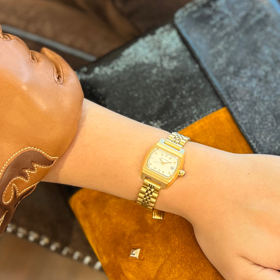 Montre MINI MAGNUM Gold Cream Bracelet Maille Dorée