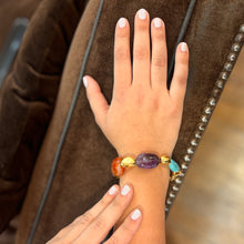 Charger l&#39;image dans la galerie, Bracelet LOULOU en Métal Doré et Pierres Muticolores
