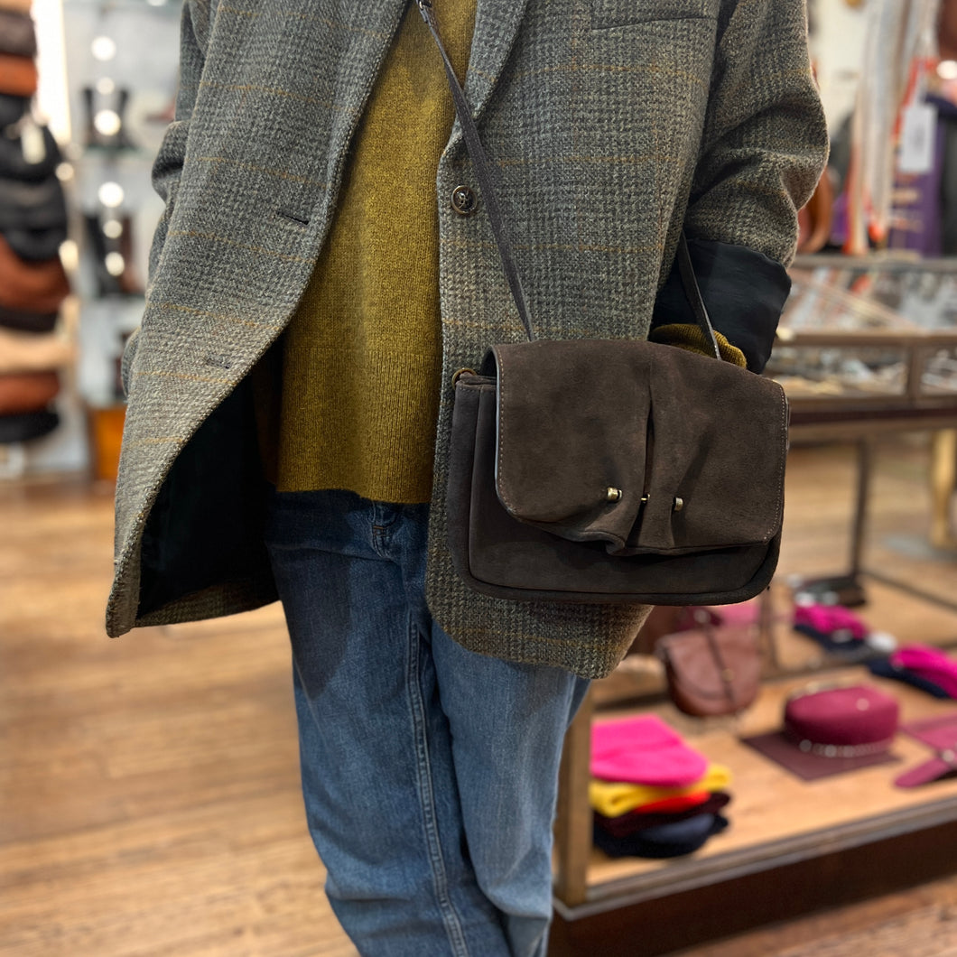 Petit Sac Bandoulière en Daim Chocolat