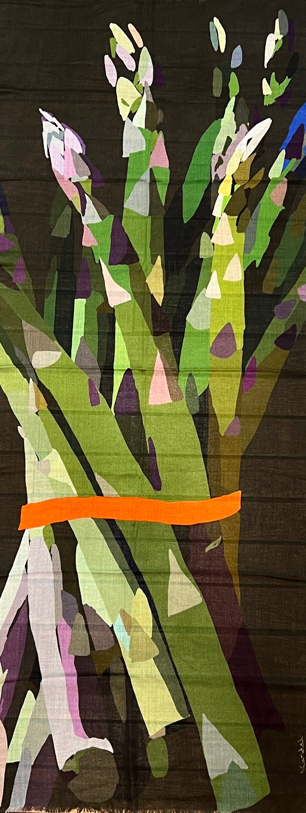 Écharpe en Laine Multicolore Motif Asperges