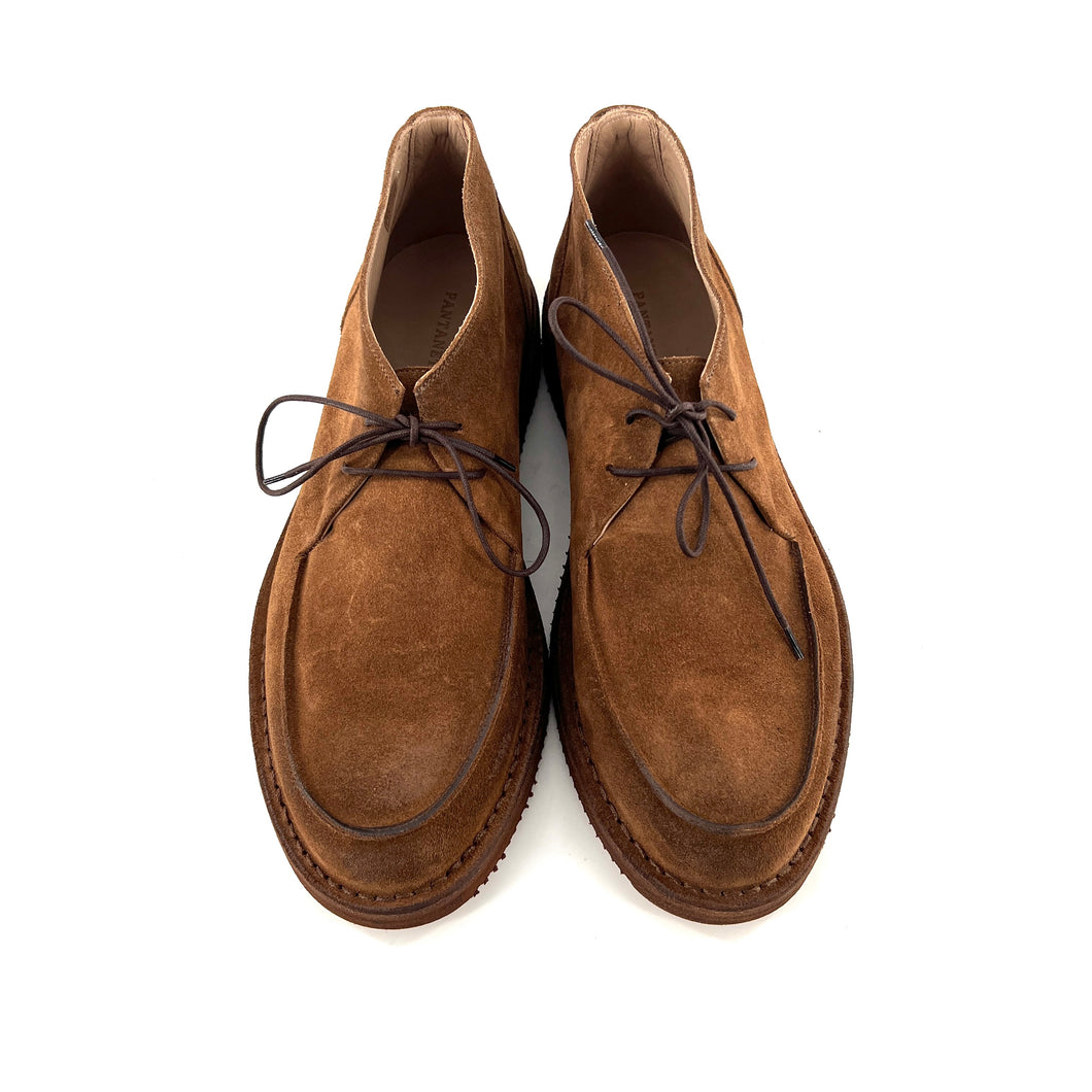 Chaussure Lacets Semi-Montante Semelle Vibram en Daim Camel