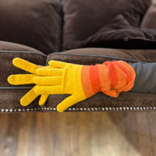 Charger l&#39;image dans la galerie, Longs Gants en Laine et Cachemire Tricolore Jaune

