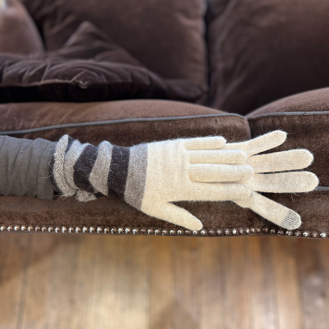 Longs Gants en Laine et Cachemire Blanc Cassé